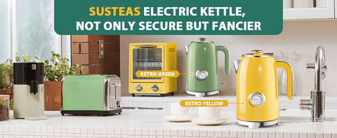 Susteas Rapid Heating Stainless Steel Electric Tea Kettle (Yellow) – SUSTEAS