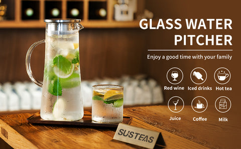 Glass Kettle Iced Tea Kettle Hot and Cold Water Iced Tea Wine Coffee Milk  and Juice Drink Glass Bottles – SUSTEAS