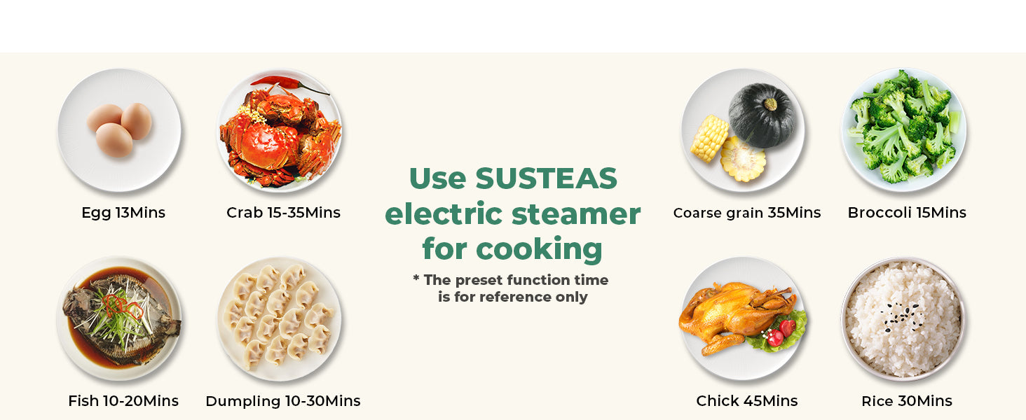 17QT Food Electric Steamer with 3 Tier Stackable Trays – SUSTEAS
