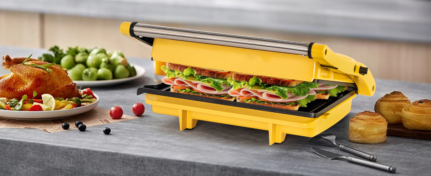 Ovente Electric Panini Press Grill Breakfast Sandwich Maker with