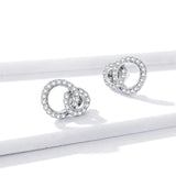 Bild in Galerie-Viewer laden, Double Interlocking Circle Stud Drop Earrings - Bamoer Fashion Jewelry