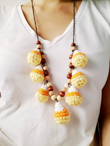 crochet candy corn necklace