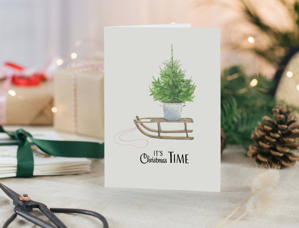 Weihnachtskarte mit Tannenbaum, Klappkarte mit Umschlag