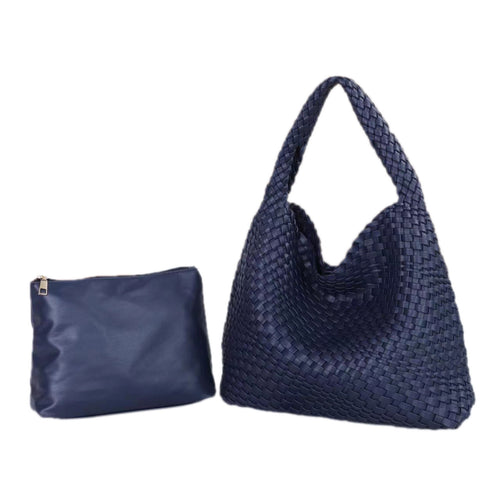 Woven Veagn Leather Shopper Bag