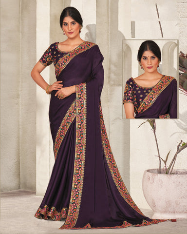 Buy 58/5XL Size Maroon Sleeveless Plus Size Sarees Online for Women in USA