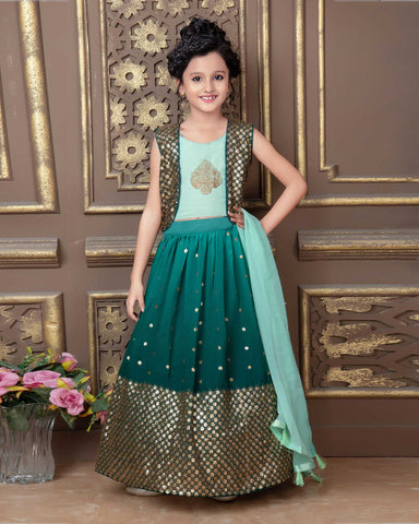 Buy shoryam fasdhion Kids Girl's Embroidered Taffeta silk Stitched  Beautiful Designer Wear lehenga choli for Baby Girl 2-5 years Ethnic Wear  Chaniya choli for kids girls (2-3 Years, blue) at Amazon.in