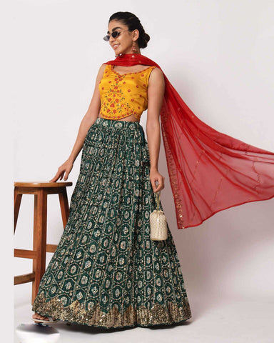 Black and Orange lehenga Set | S3BL746 – S3 Fashions