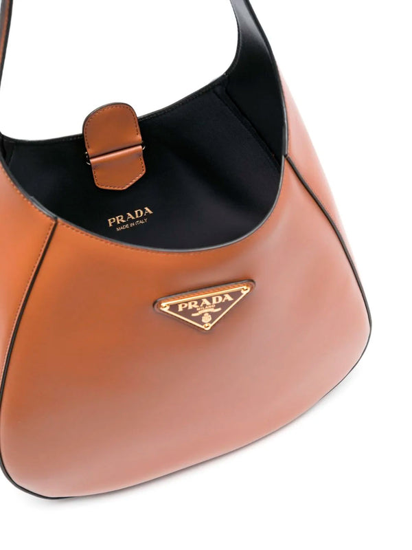 Prada Triangle Logo Mini Brushed Leather Crossbody Bag - F0002 Nero