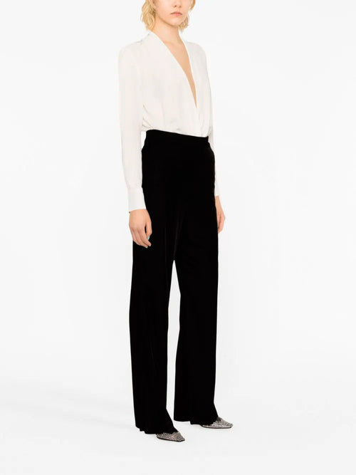 Otto black double-side round pockets & jetted back pockets cotton trousers