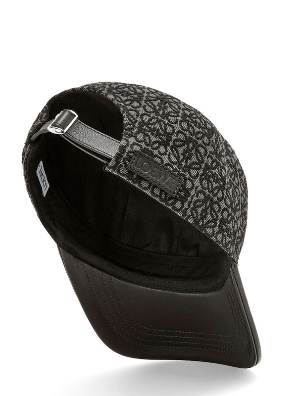 Anagram bucket hat in jacquard and calfskin Navy/Black - LOEWE