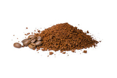 Coffee Beans and Coffee Grounds on White Background