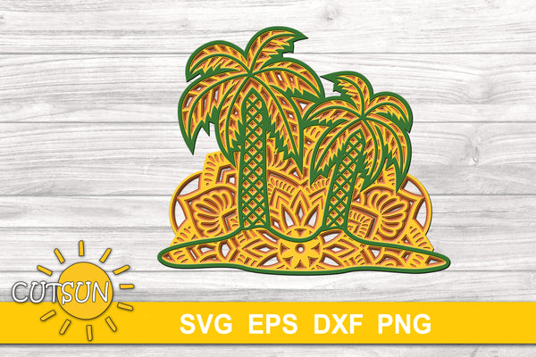 Download 3D Layered Palm Trees 4 layers | 3D layered Summer SVG ...