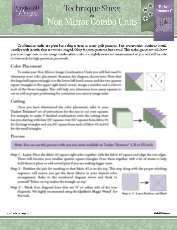 Studio 180 Design Non Mirror Combo Technique Sheet DTEC15