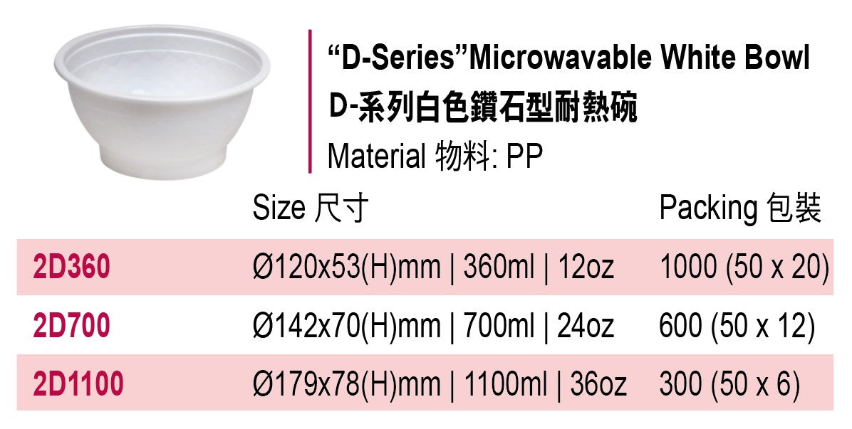 D-系列白色鑽石型耐熱碗