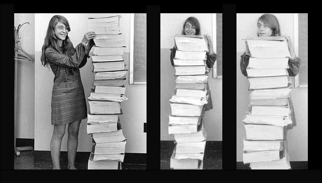 Margaret Hamilton with the NASA documentation