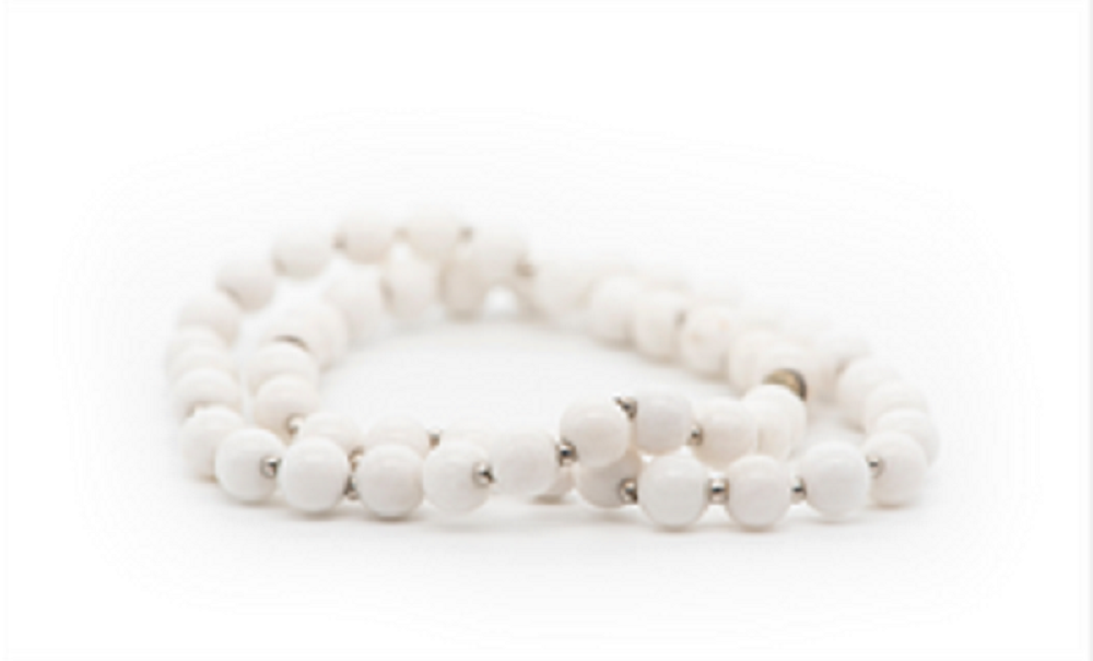 rosary beads white agate
