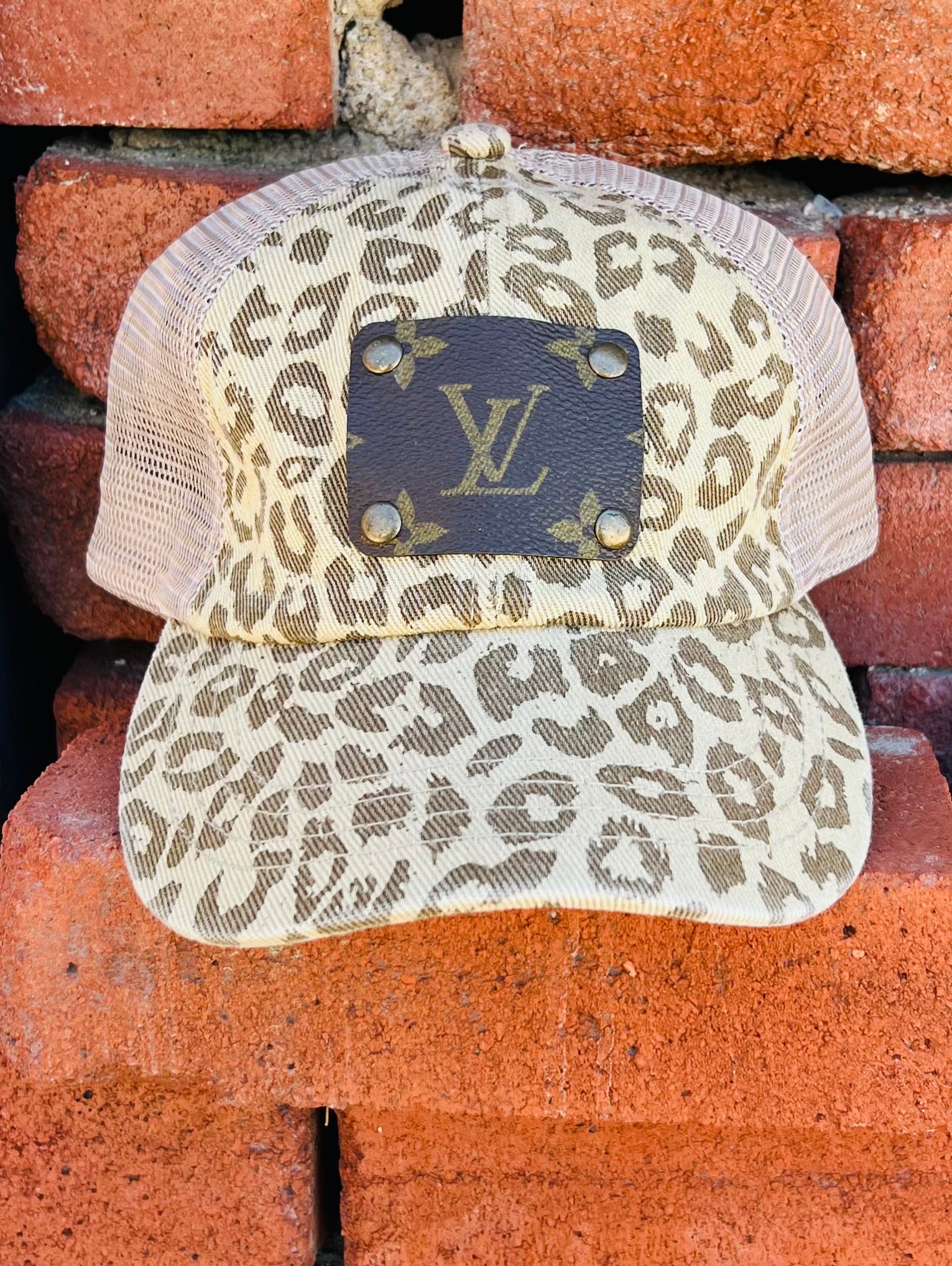 LEOPARD UPCYCLED LV CAP WITH MESH - Tres Chic Trendz
