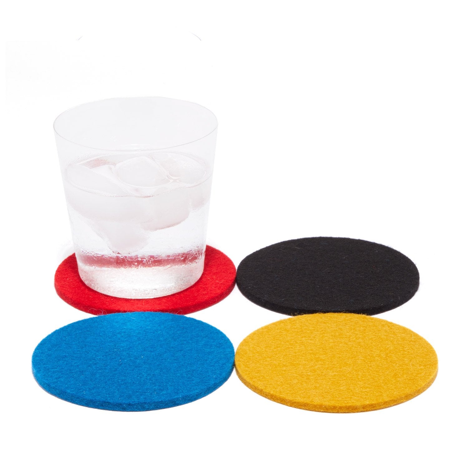 Merino wool felt round coasters, Bauhaus, set of 4