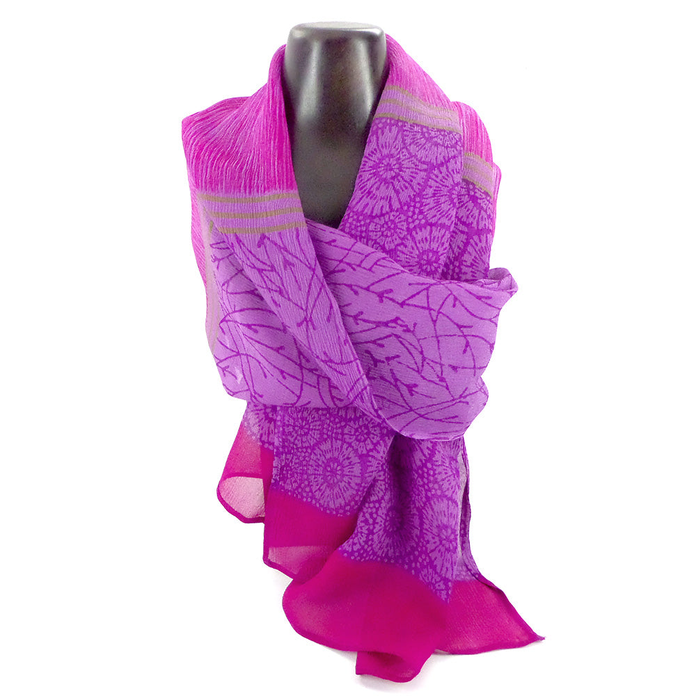 Summer weight silk chiffon scarf, magenta - Terrestra