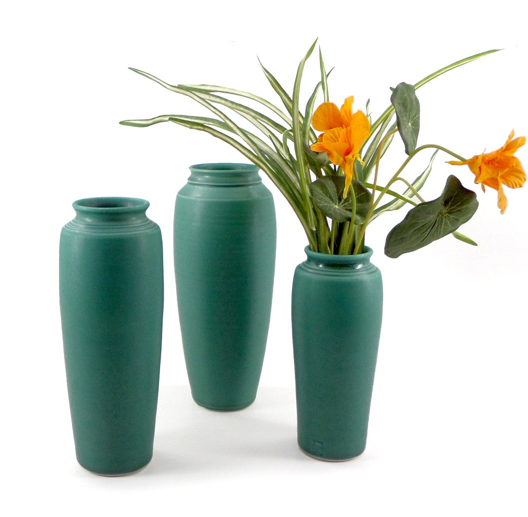 Classic porcelain vases in jade glaze
