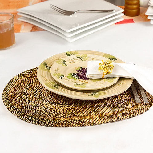 Round woven rattan placemats, set of 4 - Terrestra