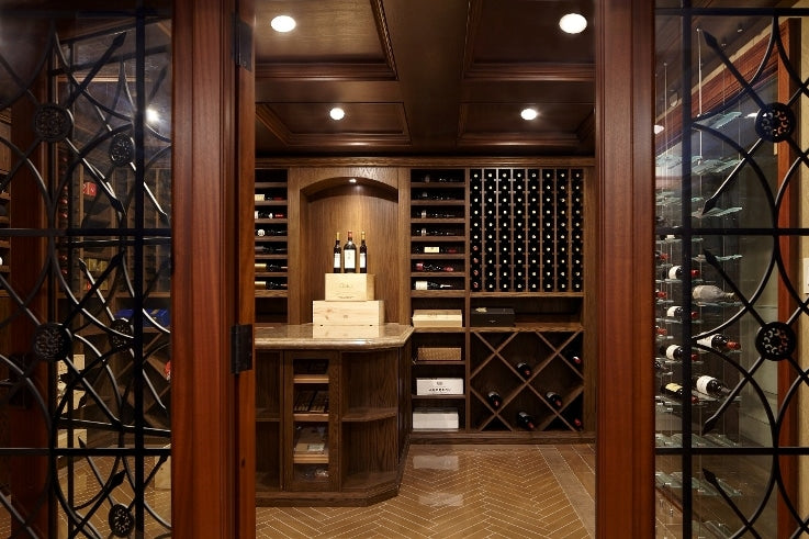 Elegant Door and Flooring Inside a Residential Custom Wine Cellar