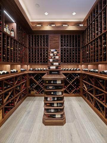 Photo looking into wine cellar from the door.