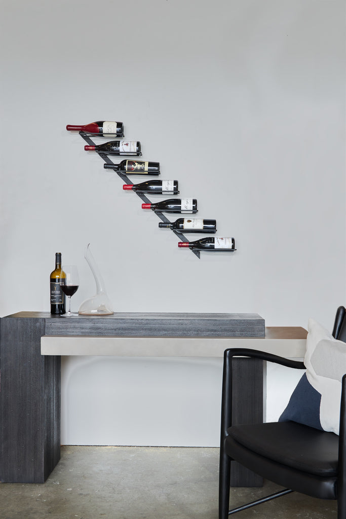 7 Bottle Diagonal Vino Mode Wine Rack Installed as Wall Art