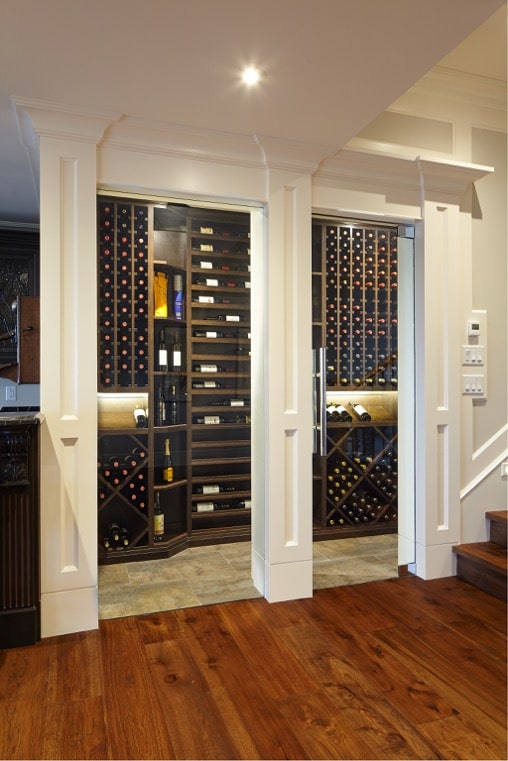 Vancouver Home Wine Cellar with Glass Doors