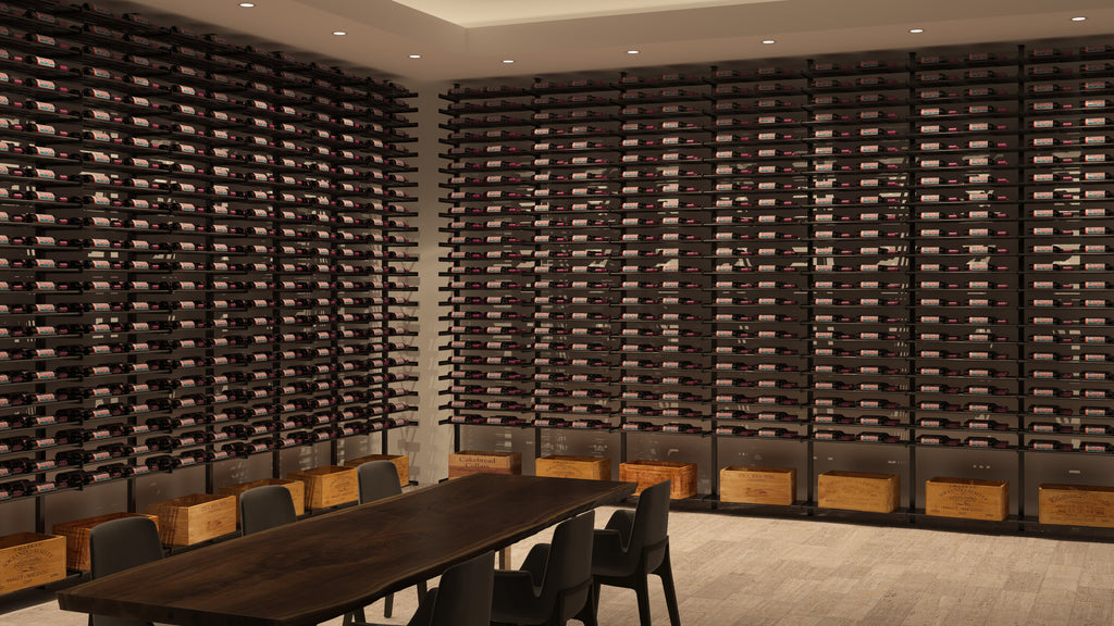 Extensive Installation of Evolution Wine Racking in a Wine Cellar