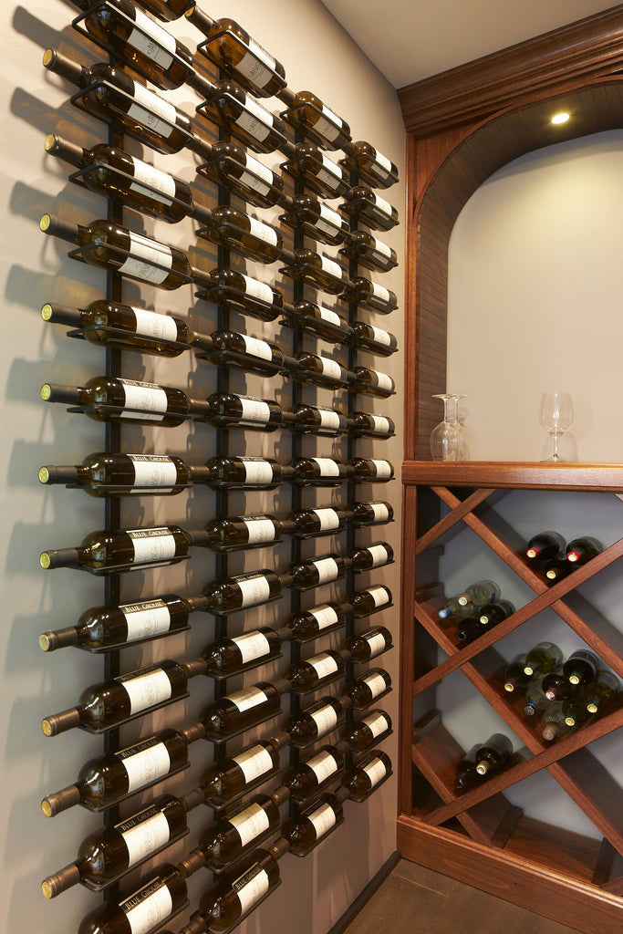 Multiple 10 Bottle Vino Mode Wine Racks Installed in a Wine Cellar