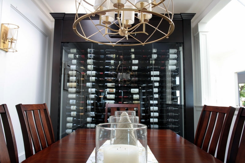 Custom Glass Wine Cabinet with Frameless Glass Doors