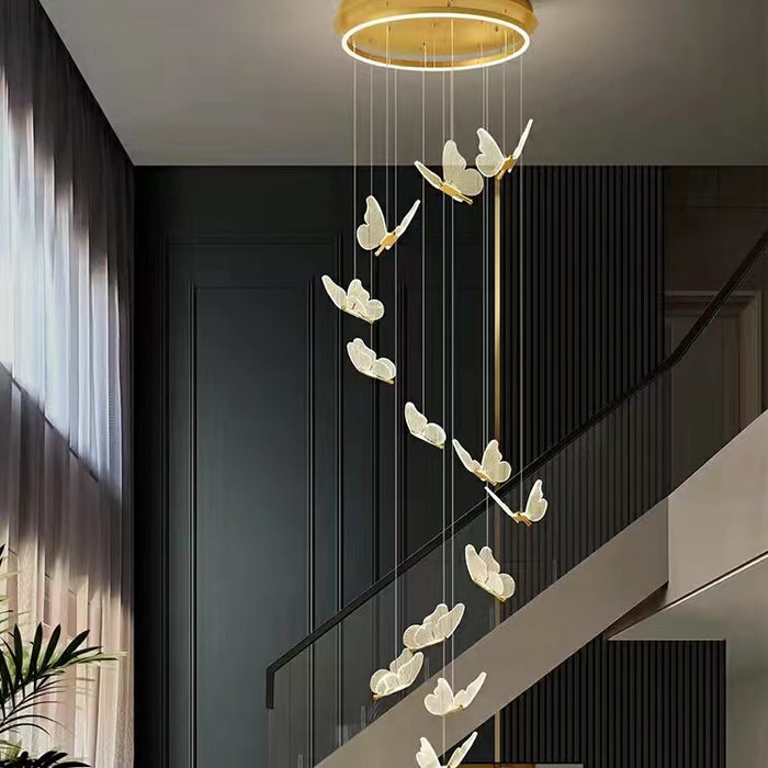 Extra Large Nordic Butterfly Chandelier Luxury Foyer Staircase Ceiling ...