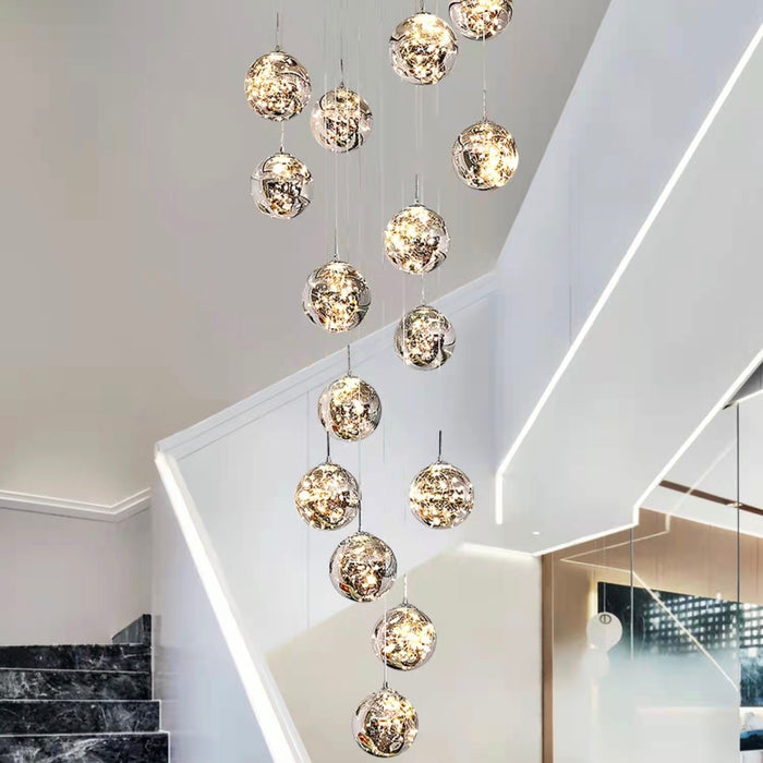 globe chandelier foyer