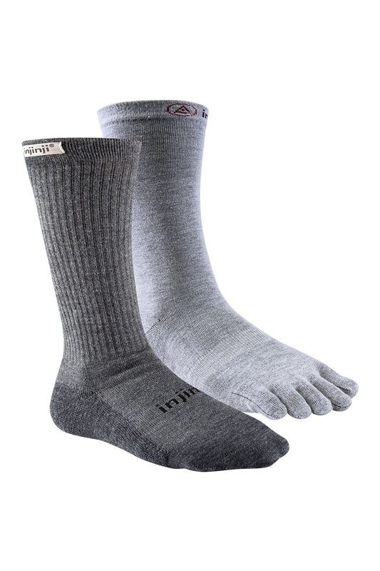 Injinji Liner Lightweight Crew Coolmax Toe Socks - Grey
