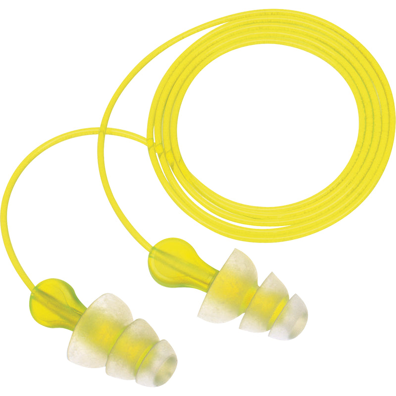 3M™ P3000 Tri-Flange Earplugs, 26 dB NRR, Corded. 100 Pairs