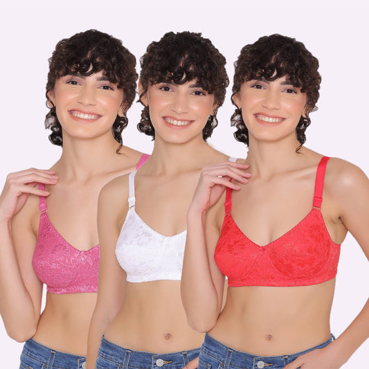 Women's Non Padded Non-Wired Regular Bra-PARIS Combo of 3 – INKURV