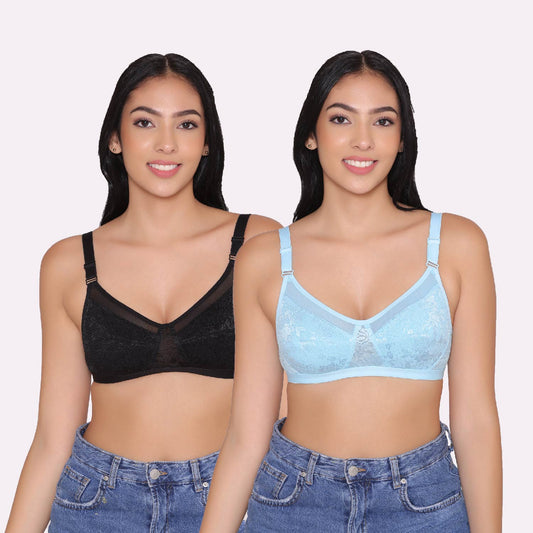 Women's Non Padded Non Wired Full Coverage Bra with No Spillage (Pack of  3)-ELSA