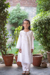 Girls White Chikan Kari Dress