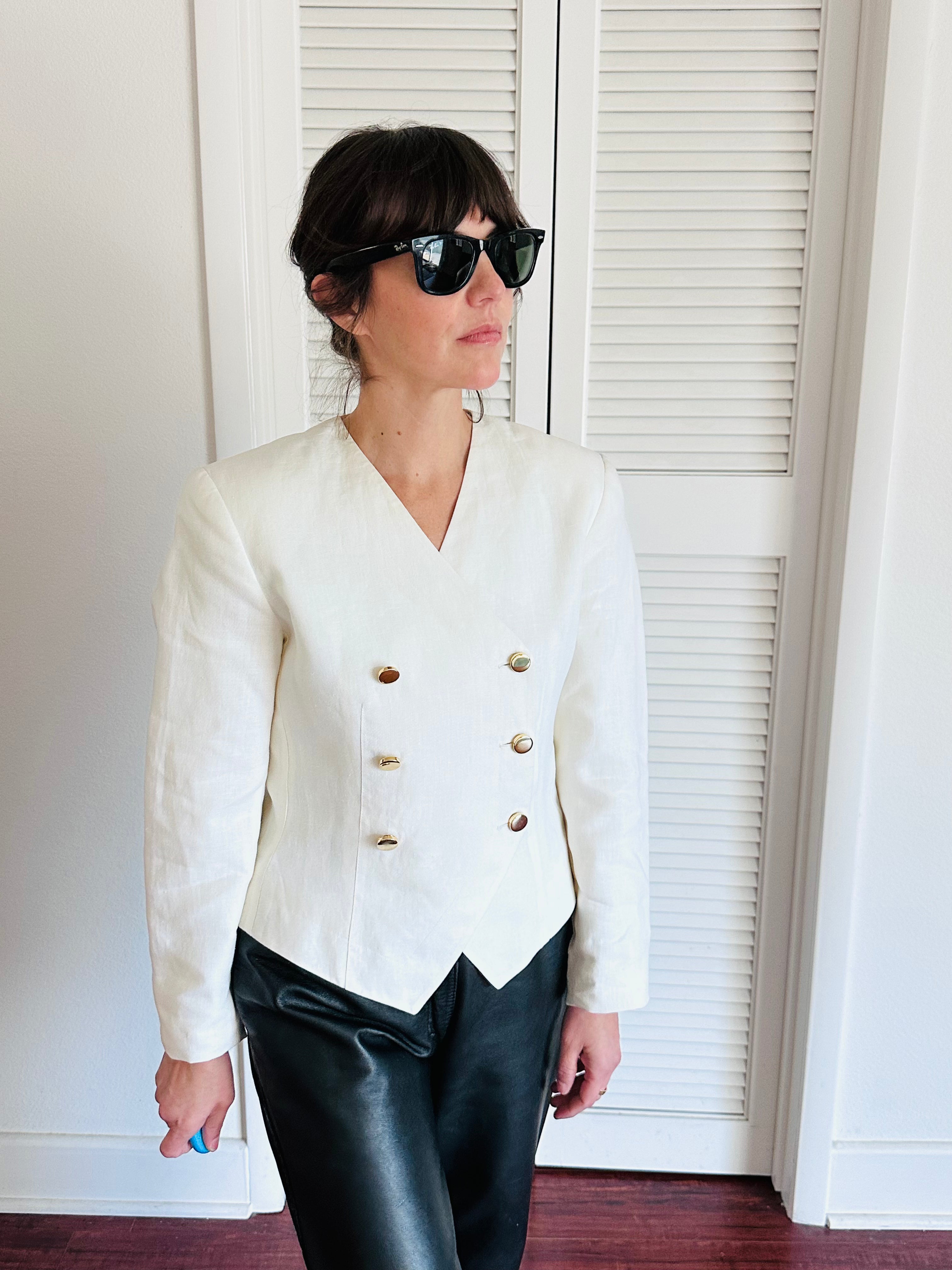 Cropped Linen Blazer