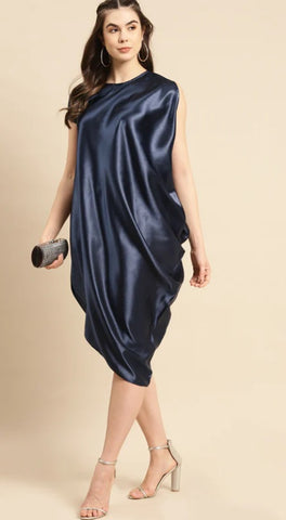 Asymmettric side cowl dress