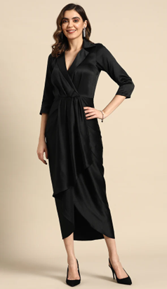 Classic Shirt Dress with Front Drape
