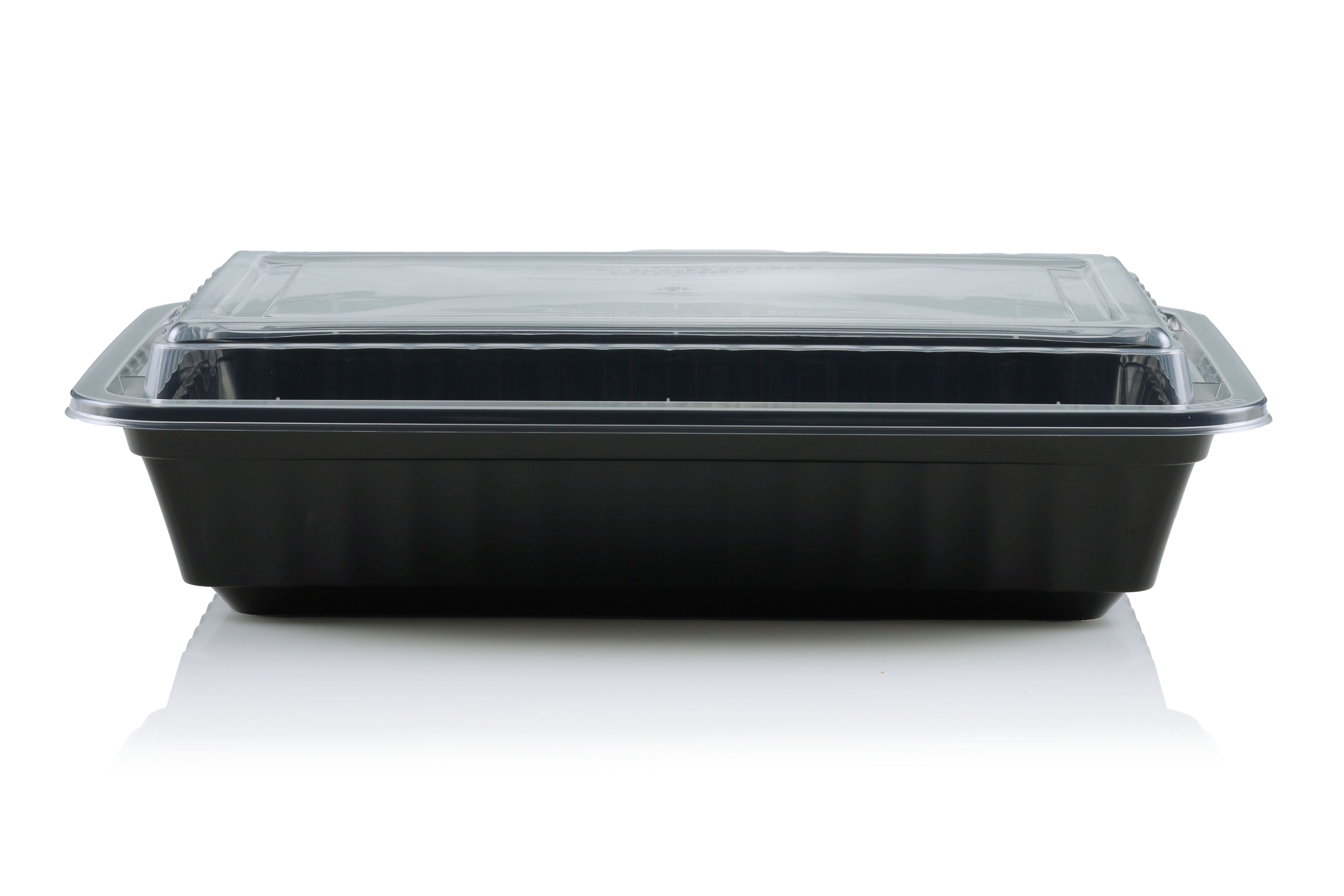 SafePro MC8168 16 oz. Rectangular Microwaveable Containers Combo, Black Bottom, 150/cs