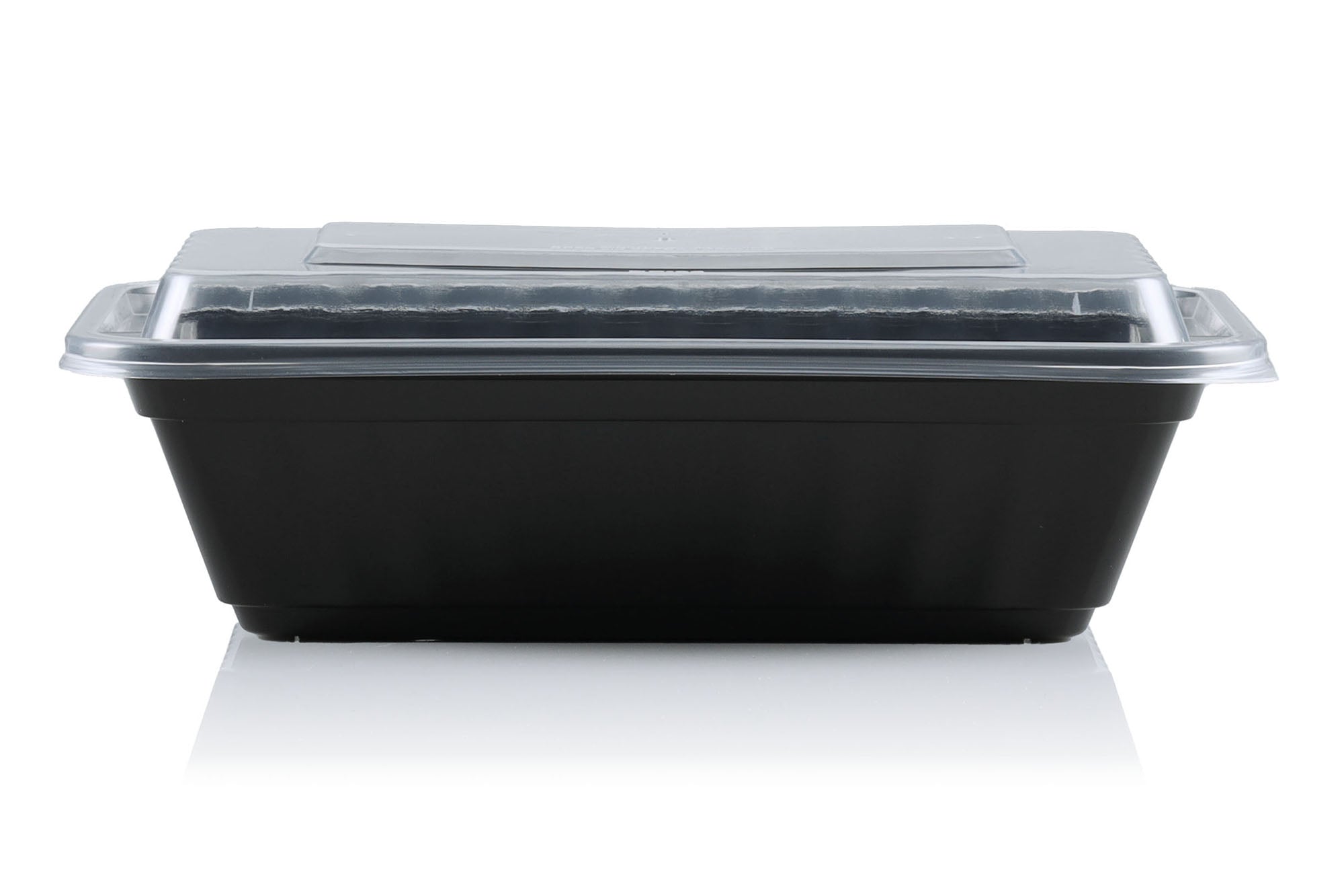 SafePro MC8168 16 oz. Rectangular Microwaveable Containers Combo, Black Bottom, 150/cs