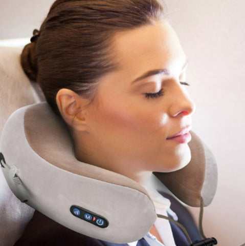 Massaging Neck Pillow, u-shaped memory foam travel pillow massager.  Great gift for anyone who travels.