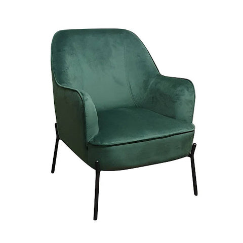 A velvet green statement armchair.
