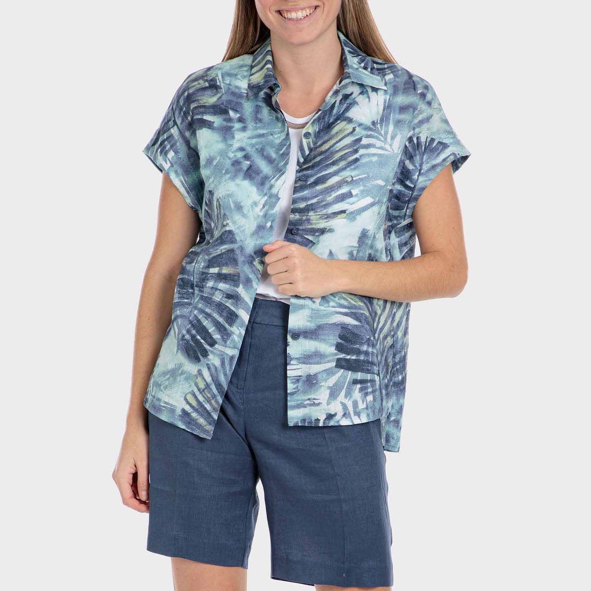 Tropical Linen Shirt - Blue