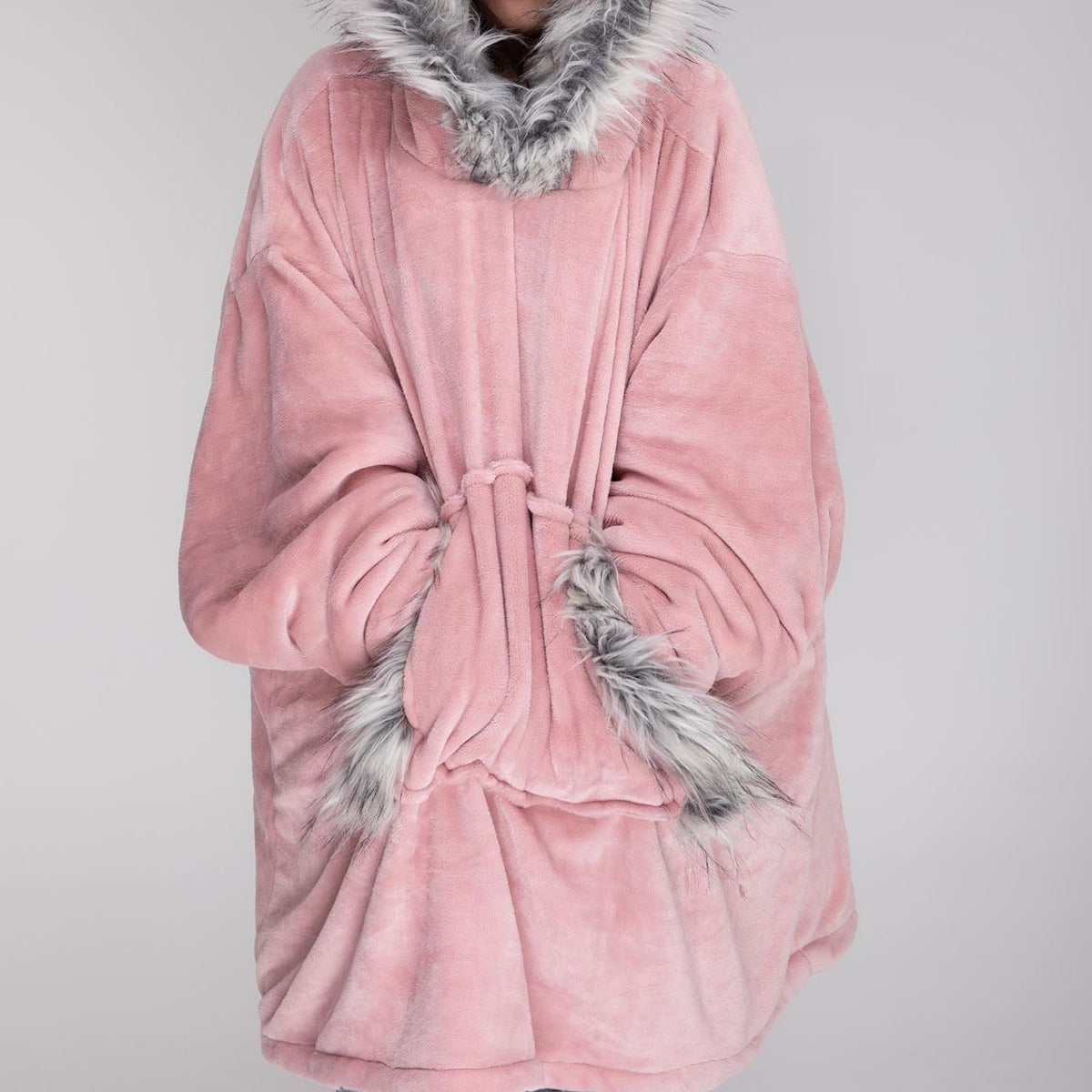 Fur Trim Cosy Robe - Pink