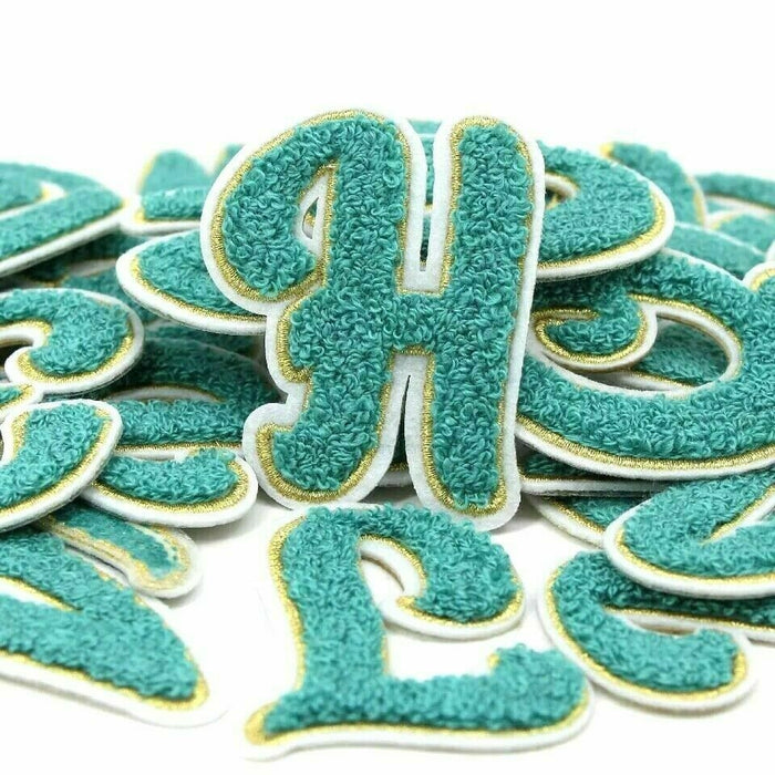 Green Gold Trim Chenille Iron On Patch Letters — Patches 
