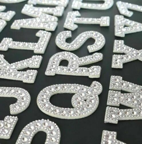 Black Sparkle 4.7cm Rhinestone Sew On Patch Letters — Patches R Us